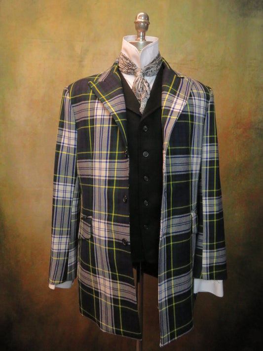 Men's Town Coat - Blue and Green Tartan