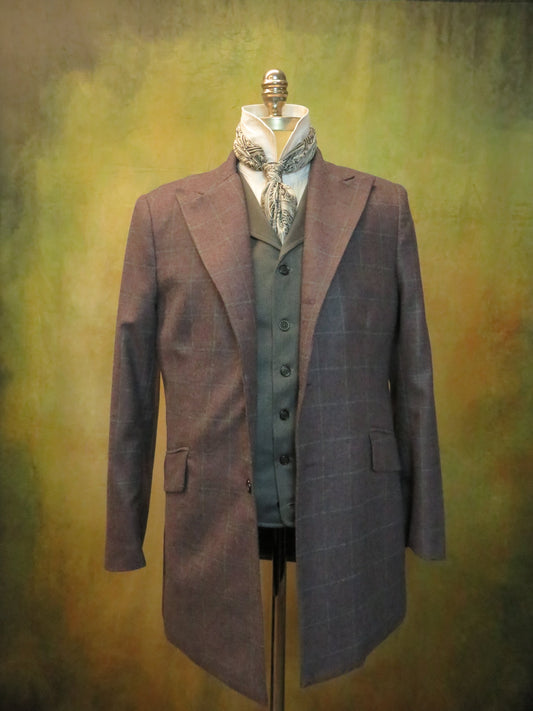 Men's Town Coat - Purple with Teal Windowpane