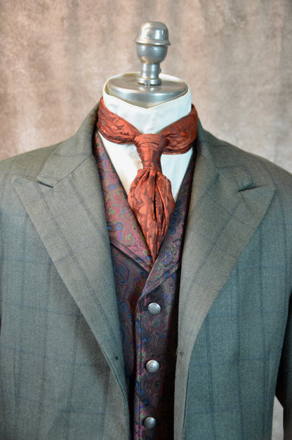 Men's Town Coat - Olive with Blue Windowpane
