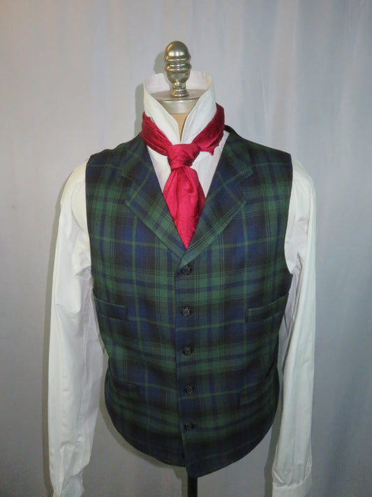 Men's Notch Vest - Blue and Green Tartan 2070