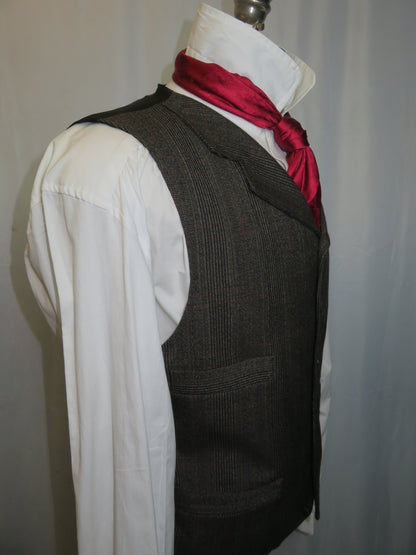 Men's Notch Vest - Brown Glen Plaid with Wine and Tan