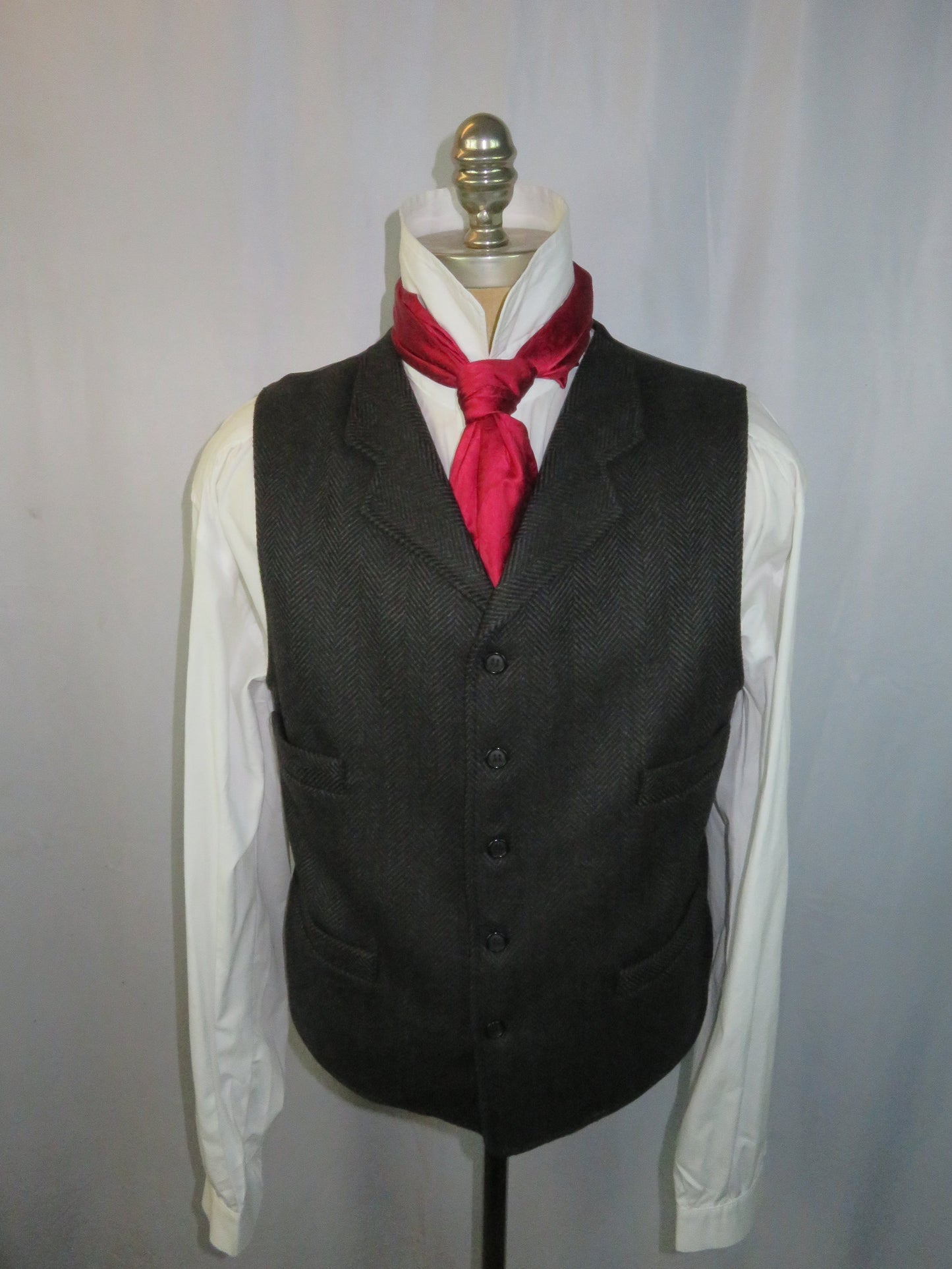 Men's Notch Vest - Charcoal Wide Herringbone f98