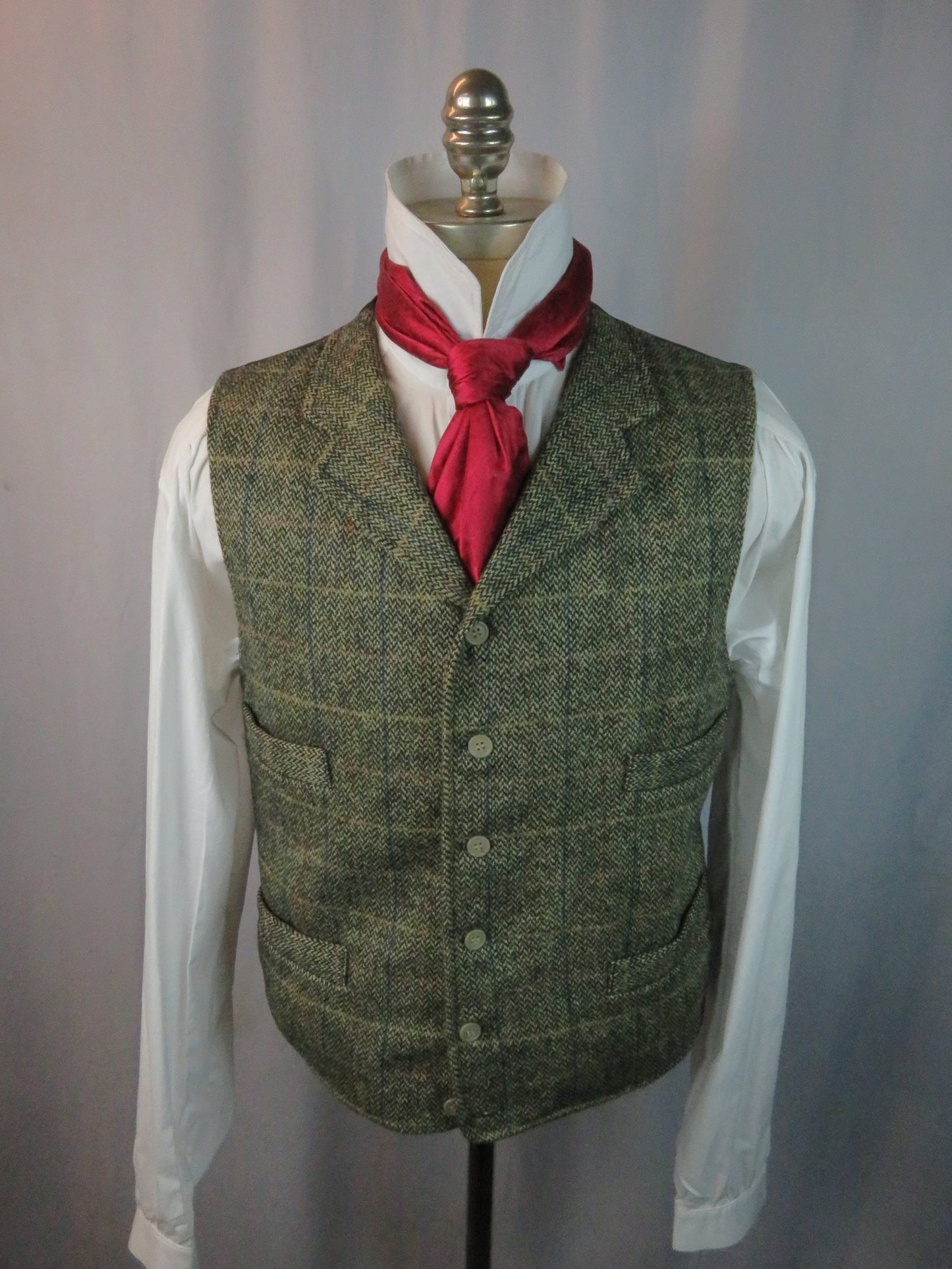 Dark Herringbone with Navy and Tan Windowpane