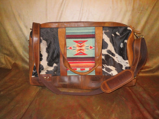 Handwoven, Leather Weekender Duffle Bag
