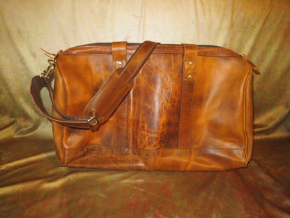 Handwoven, Leather Weekender Duffle Bag