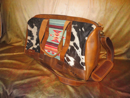Handwoven, Leather Weekender Duffle Bag