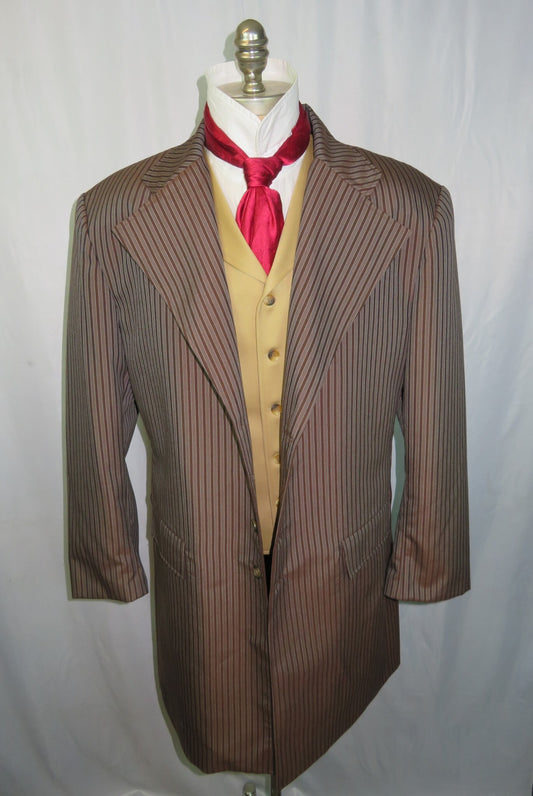 Men's Frock Coat - Brown and Redish Brown Stripe f92