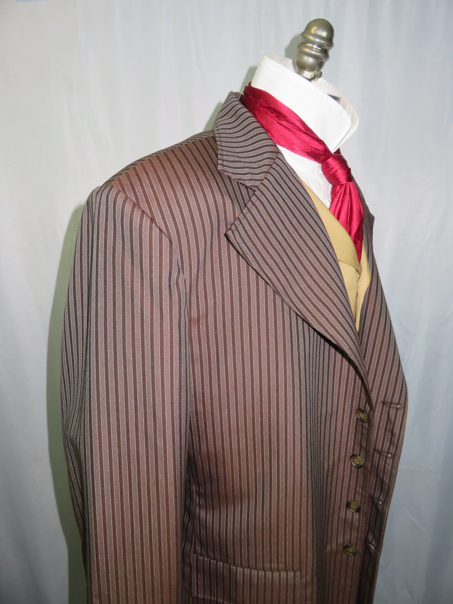Men's Frock Coat - Brown and Redish Brown Stripe f92