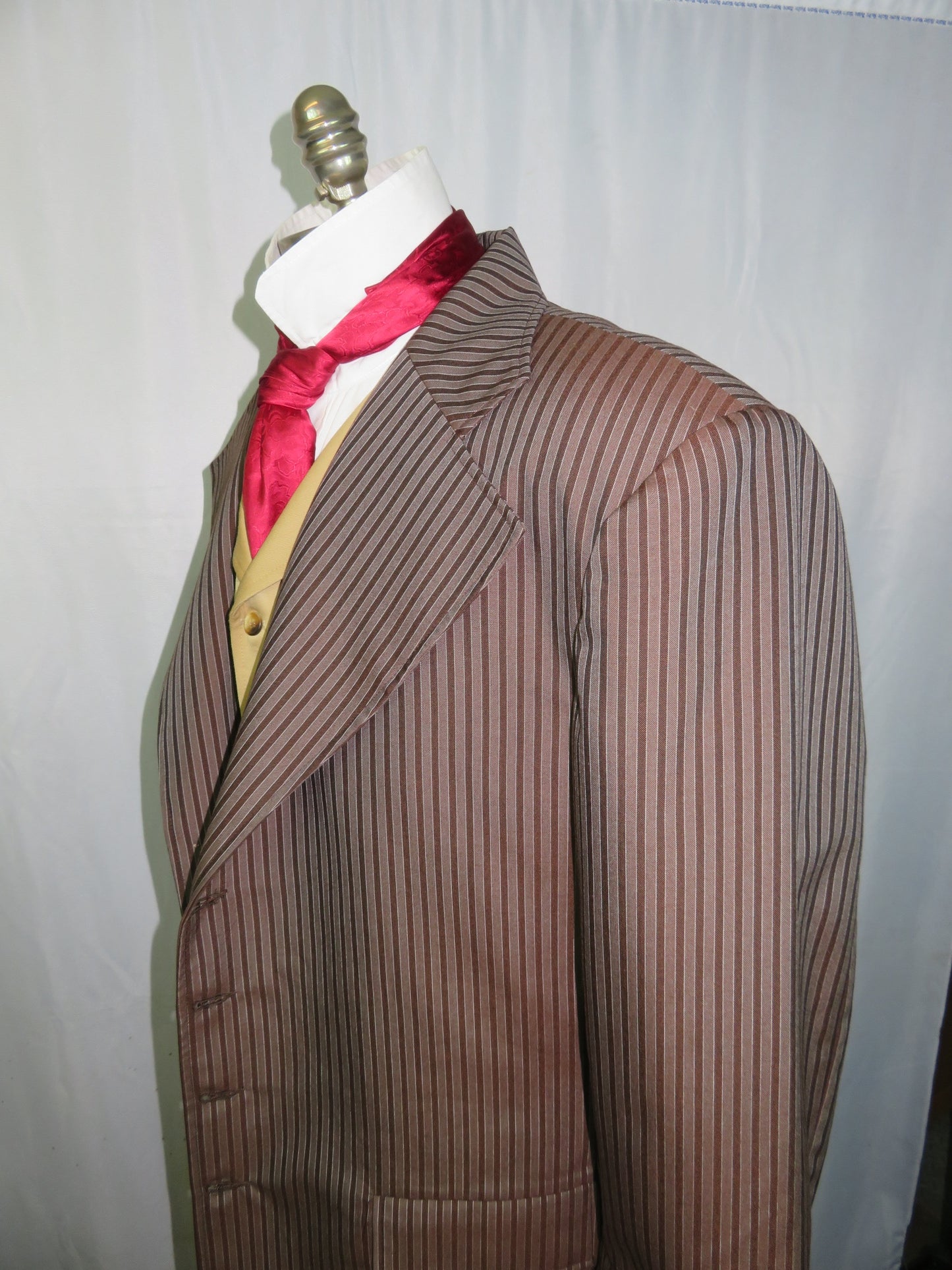 Men's Frock Coat - Brown and Redish Brown Stripe f92