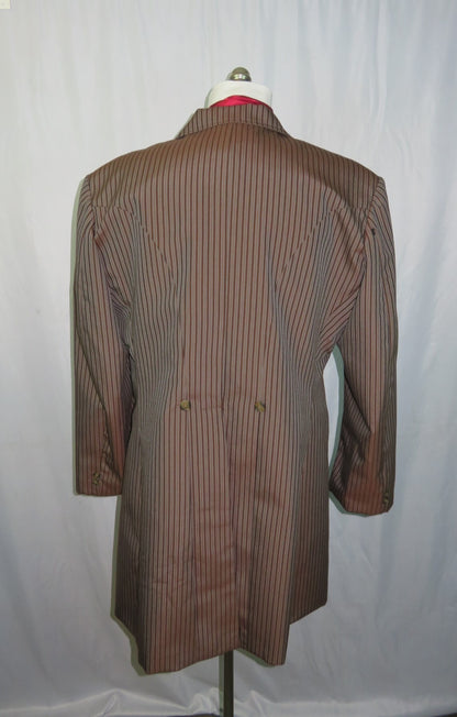 Men's Frock Coat - Brown and Redish Brown Stripe f92