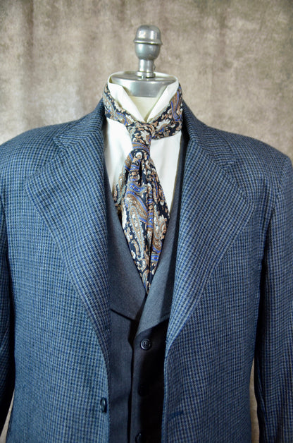 Men's Frock Coat - Black Grey and Navy Houndstooth Tweed 948-A