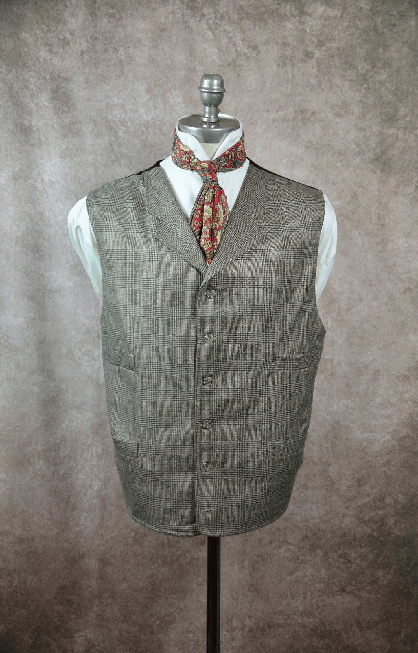 Men's Notch Vest - Tan and Brown Glen Plaid f94