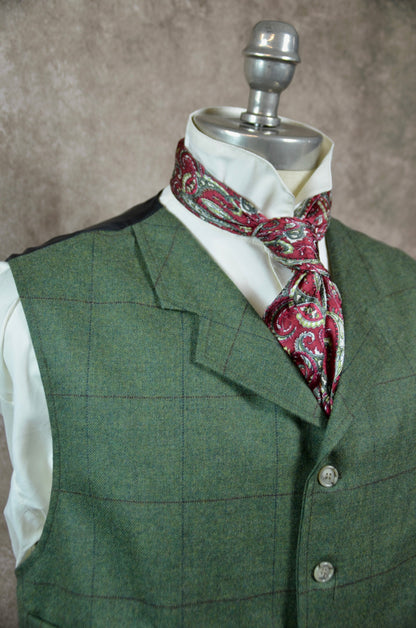 Men's Notch Vest - Green with Rust and Blue Windowpane 294b