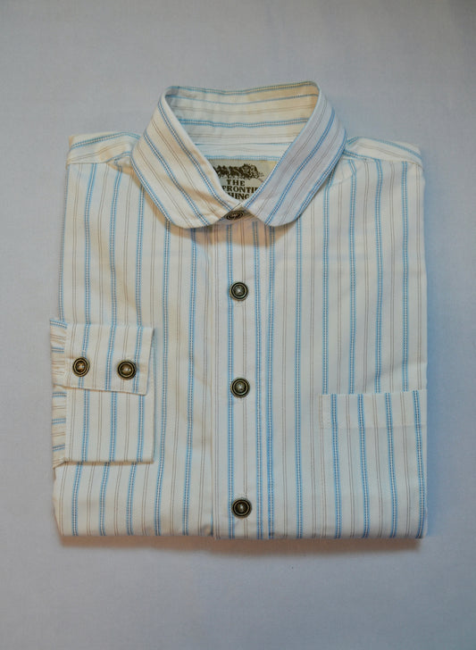 White with Blue Ticking Stripe - Men's Dakota Shirt