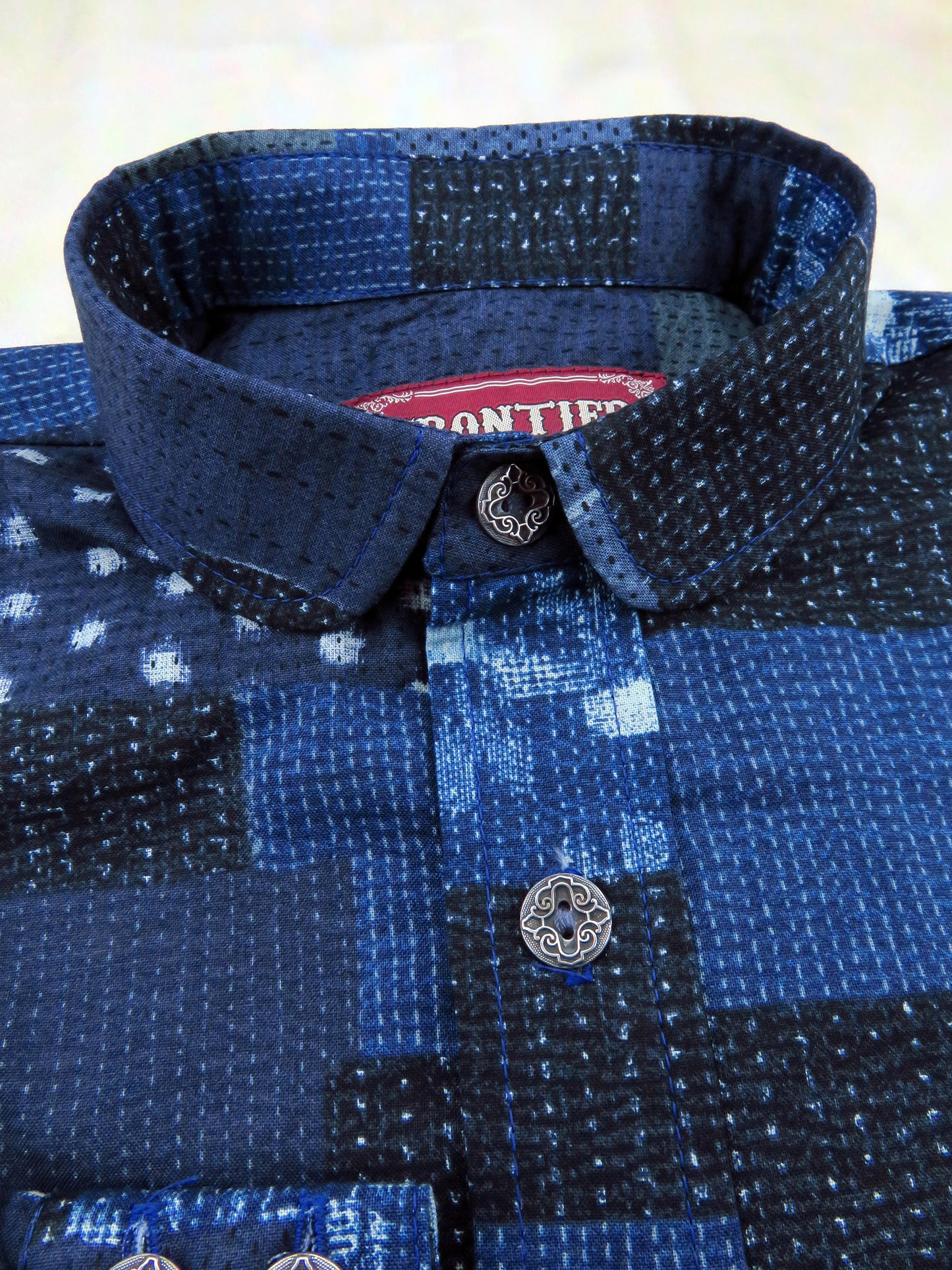 Dark Blue Patchwork Pattern Men's Dakota Shirt