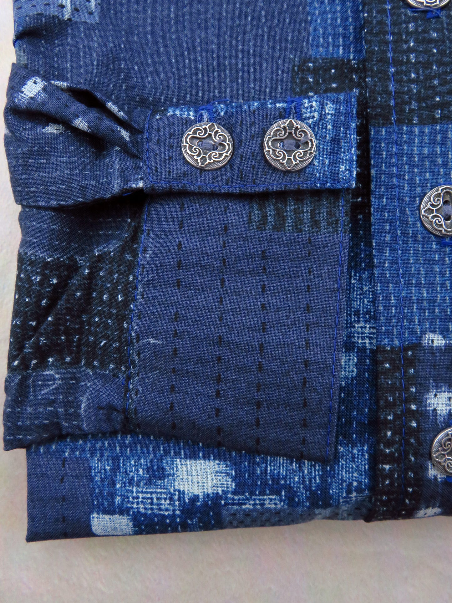 Dark Blue Patchwork Pattern Men's Dakota Shirt