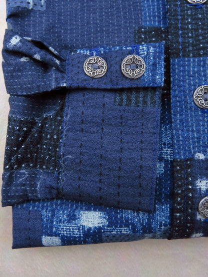 Dark Blue Patchwork Pattern Men's Dakota Shirt