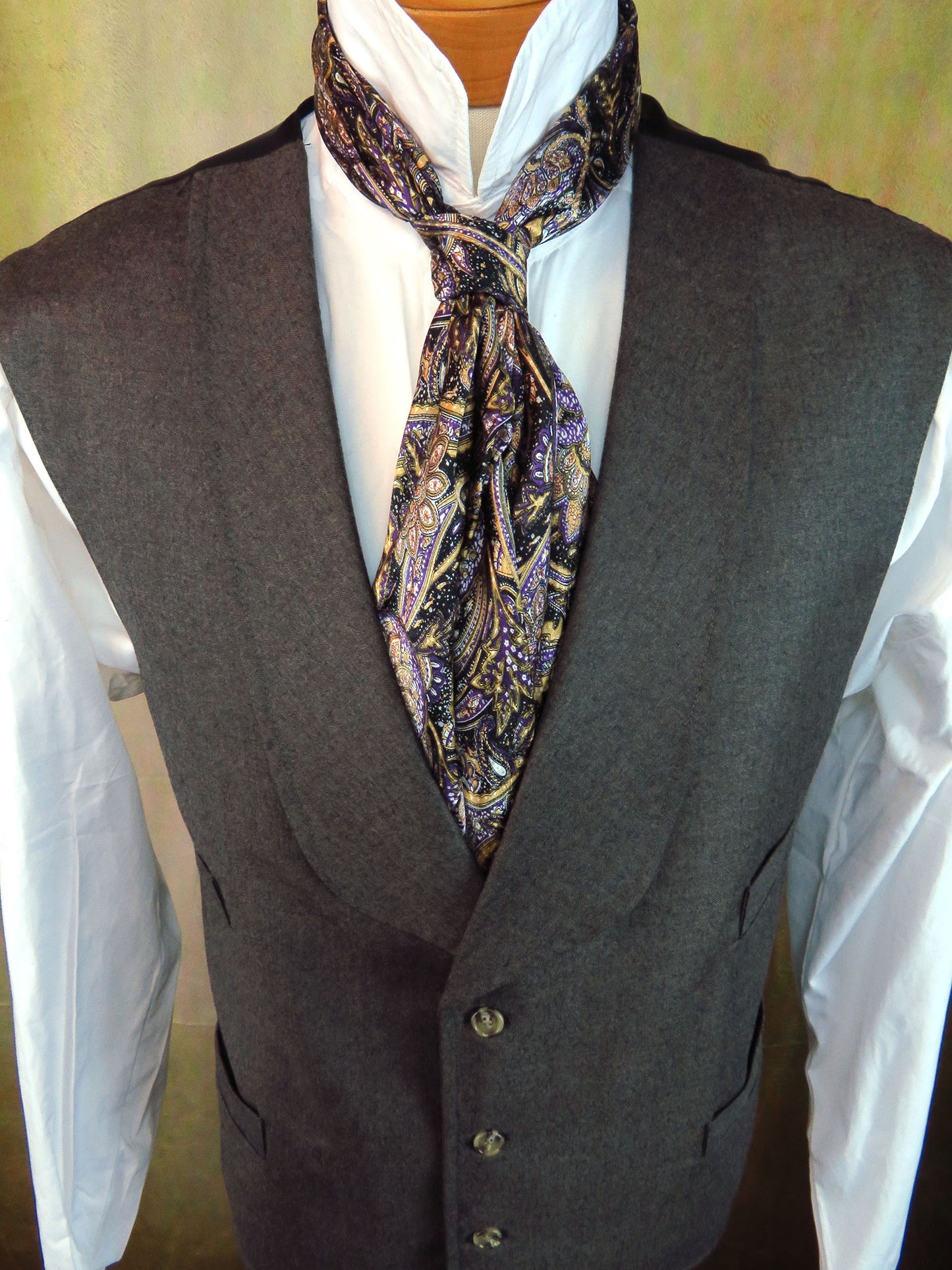 Men's Shawl Vest - Dark Grey Wool