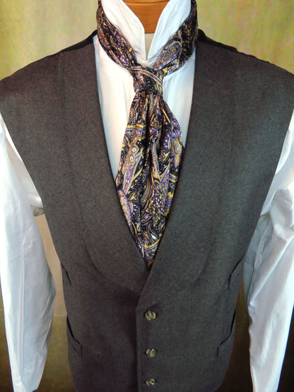 Men's Shawl Vest - Dark Grey Wool