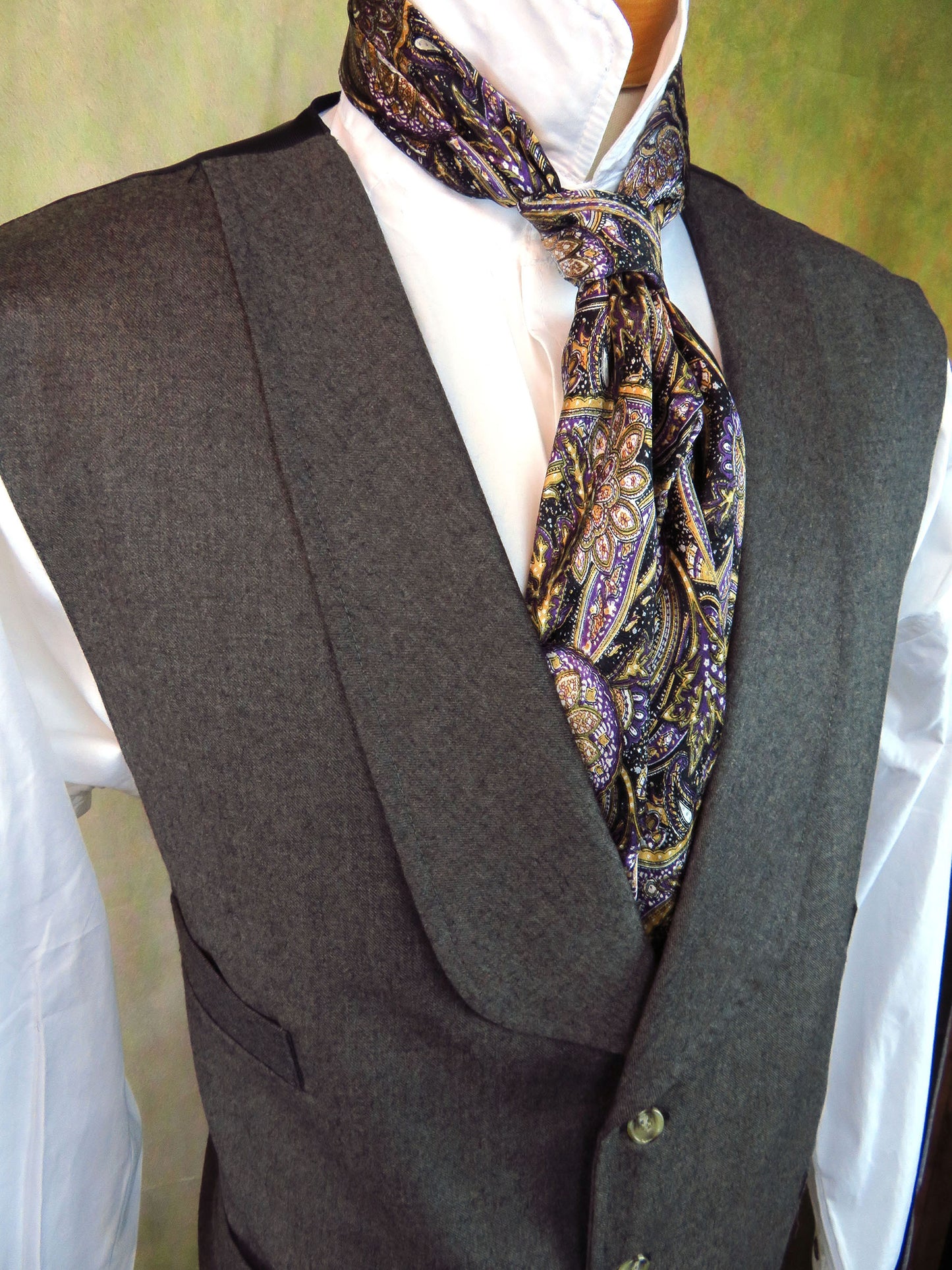Men's Shawl Vest - Dark Grey Wool