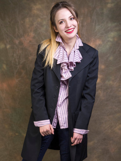 Slimming Black Gabardine Frock Coat | Fitted Mid-Length Outerwear Slimming Black Gabardine Frock Coat | Fitted Mid-Length Outerwear