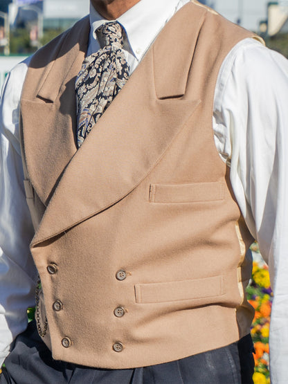 Men's Double Breasted Vest - Tan