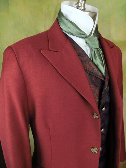 Men's Town Coat - Brick Red Twill