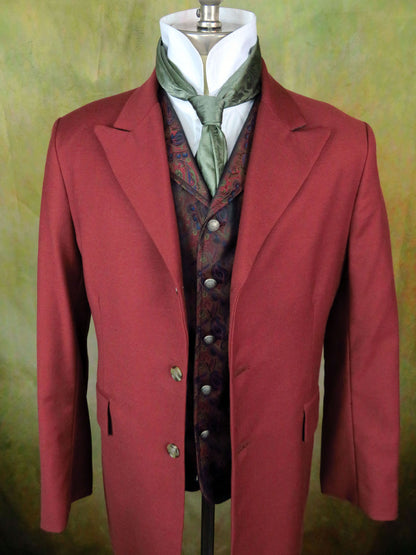 Men's Town Coat - Brick Red Twill