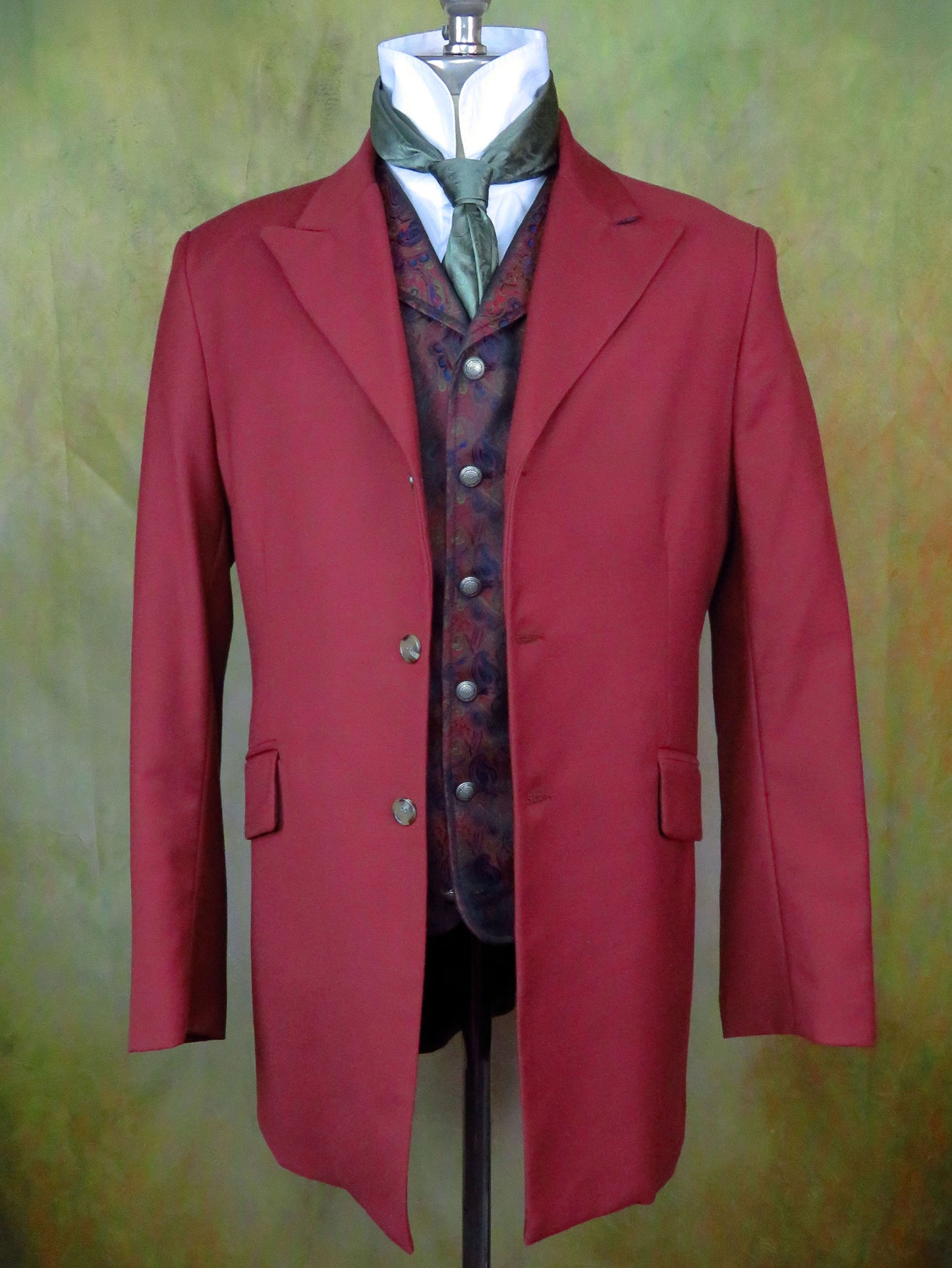 Men's Town Coat - Brick Red Twill