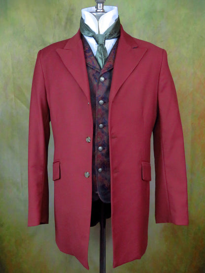 Men's Town Coat - Brick Red Twill