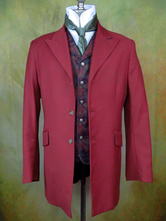 Men's Town Coat - Brick Red Twill