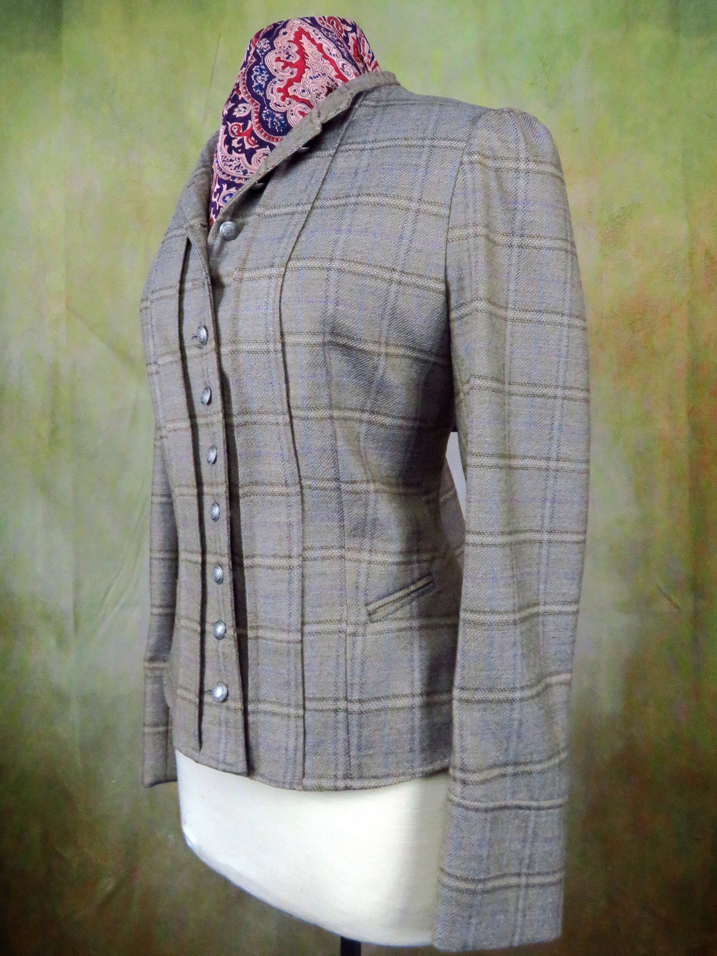 Women's Victoriana Jacket - Burlywood Brown Windowpane f63