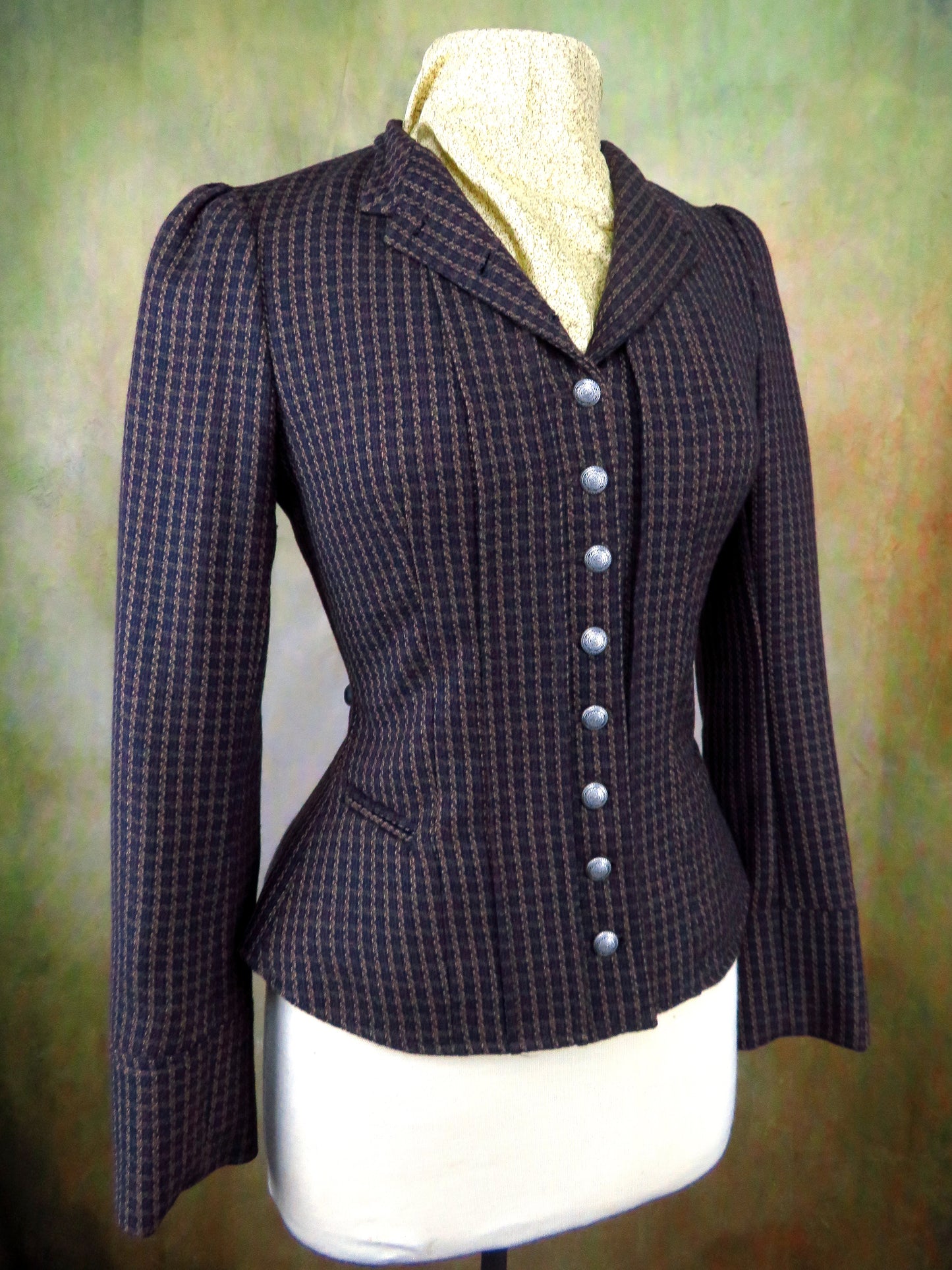 Women's Victoriana Jacket - Gold and Rust Mini Check f60