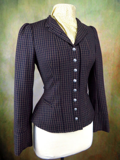 Women's Victoriana Jacket - Gold and Rust Mini Check f60