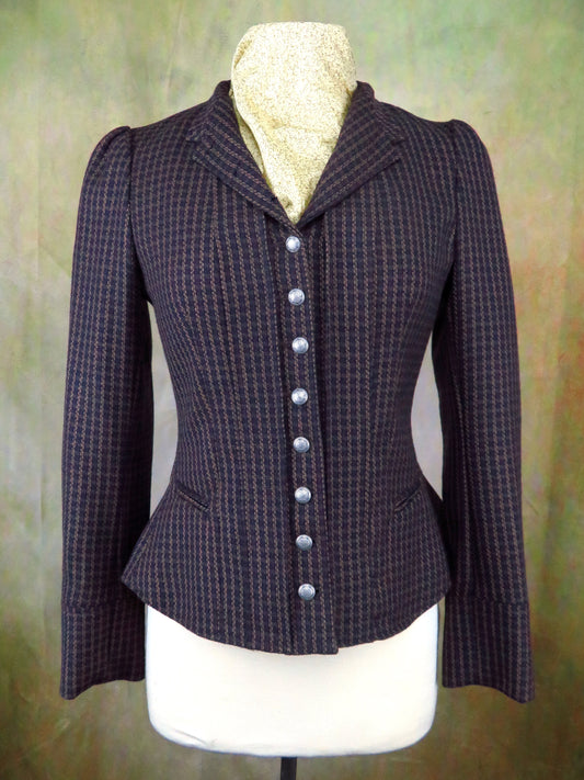 Women's Victoriana Jacket - Gold and Rust Mini Check f60