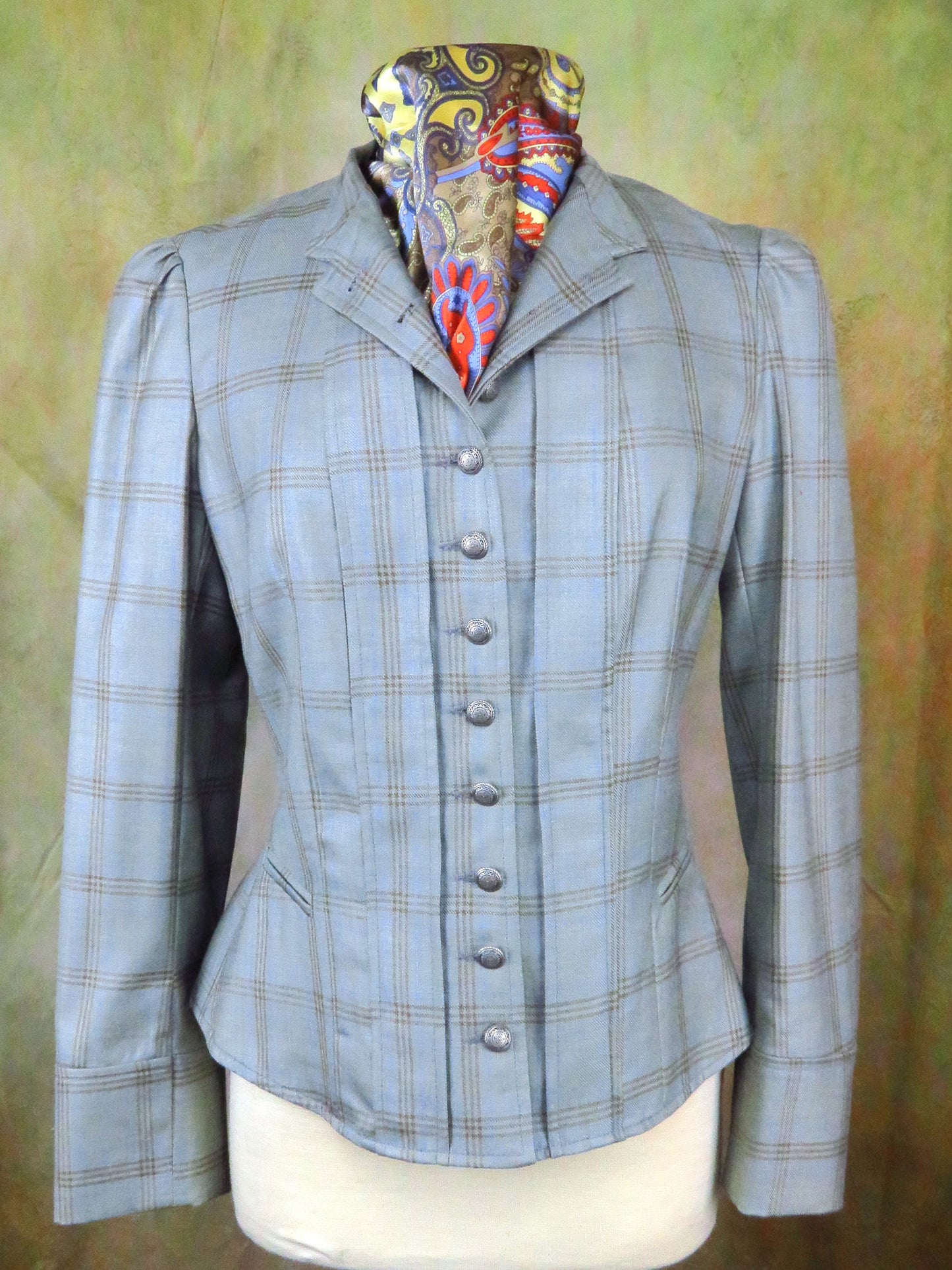 Women's Victoriana Jacket - Pale Olive and Tan Plaid