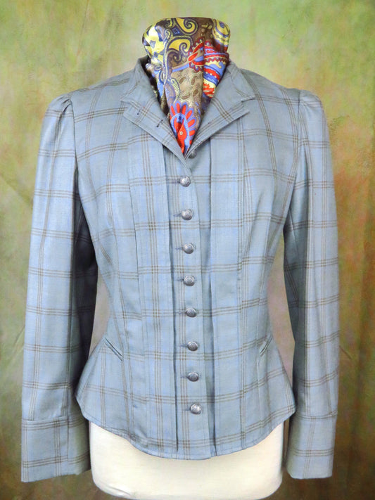 Women's Victoriana Jacket - Pale Olive and Tan Plaid