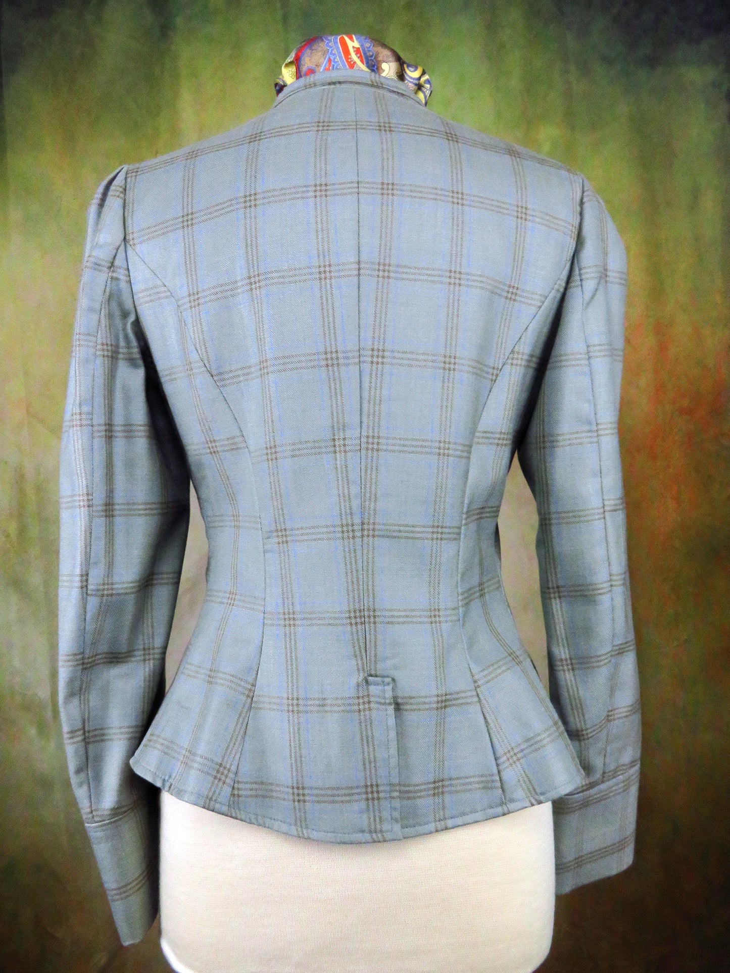 Women's Victoriana Jacket - Pale Olive and Tan Plaid