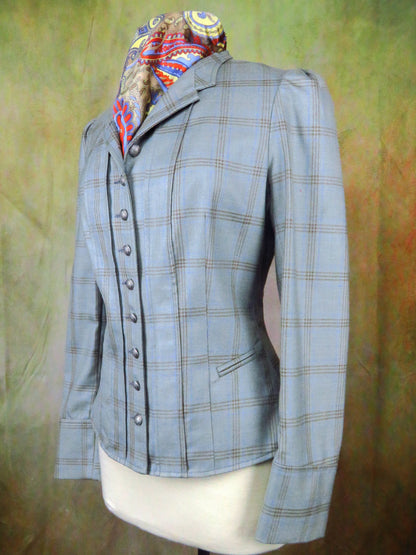 Women's Victoriana Jacket - Pale Olive and Tan Plaid