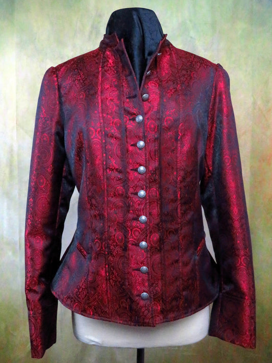 Women's Victoriana Jacket - Red Brocade