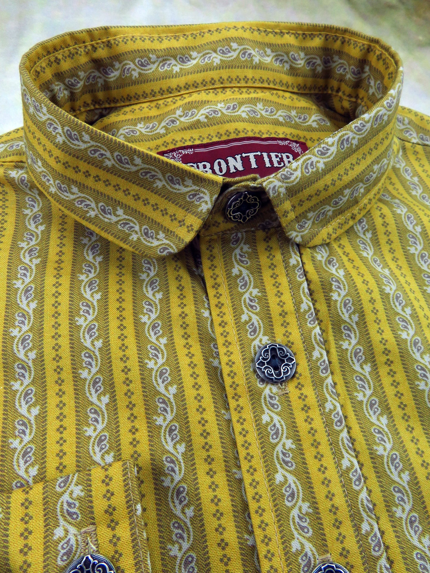 Amber Yellow Filigree Stripe Men's Dakota Shirt