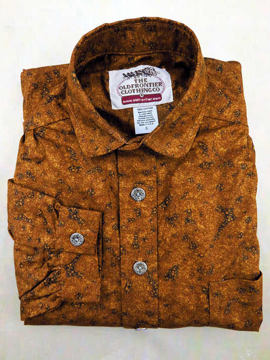 Burnt Orange Abstract Print Men's Victorian Shirt