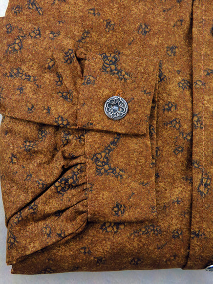 Burnt Orange Abstract Print Men's Victorian Shirt