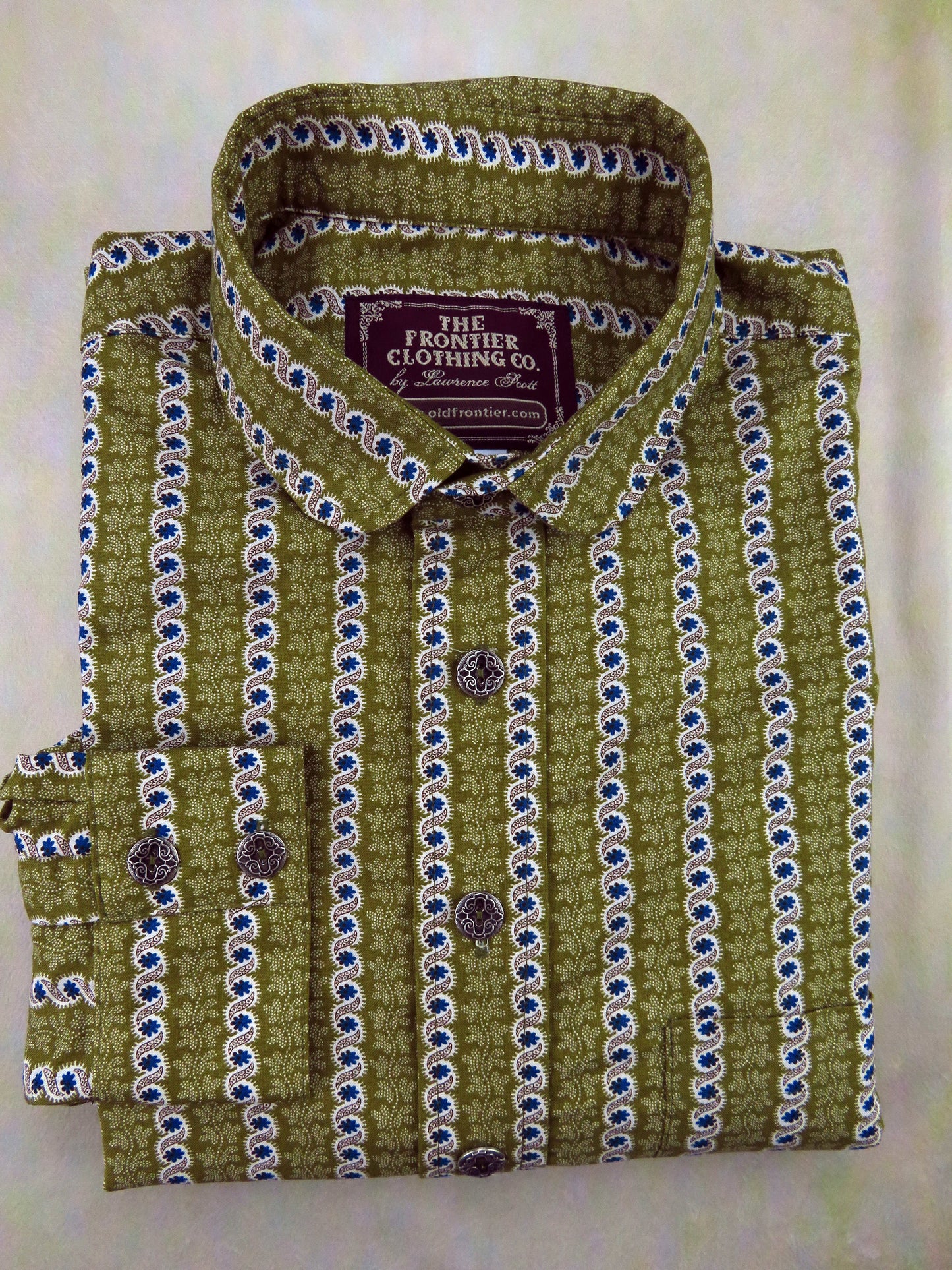 Turquoise and Olive Rope Stripe Men's Dakota Shirt