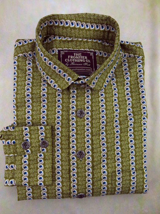 Turquoise and Olive Rope Stripe Men's Dakota Shirt