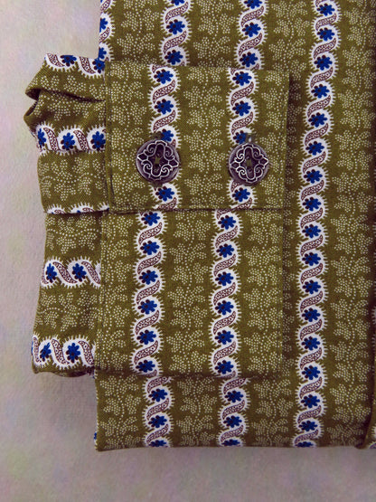 Turquoise and Olive Rope Stripe Men's Dakota Shirt