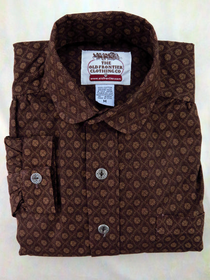Chocolate Geometric Lattice Victorian Shirt