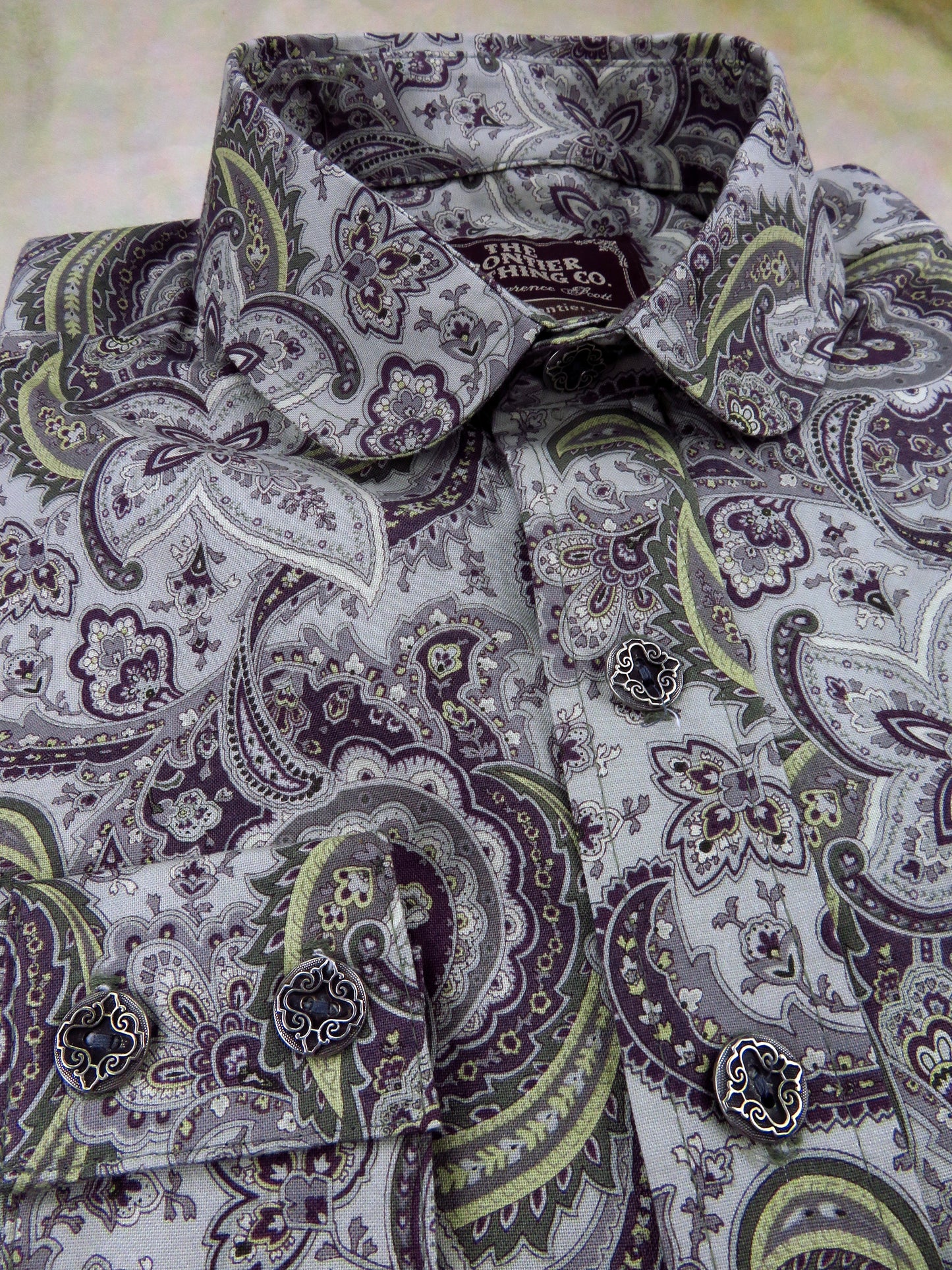 Pale Cyan and Wine Paisley Dakota Shirt