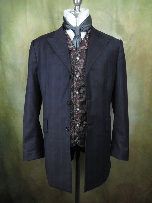 Men's Town Coat - Rust and Navy Bold Glen Plaid #796-B