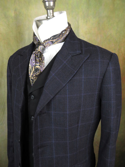 Men's Town Coat - Periwinkle with Rust Accent Glen Plaid #797-B